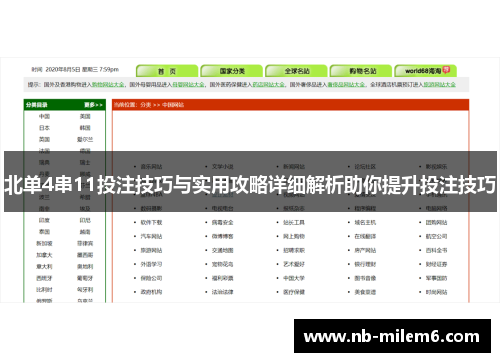 北单4串11投注技巧与实用攻略详细解析助你提升投注技巧